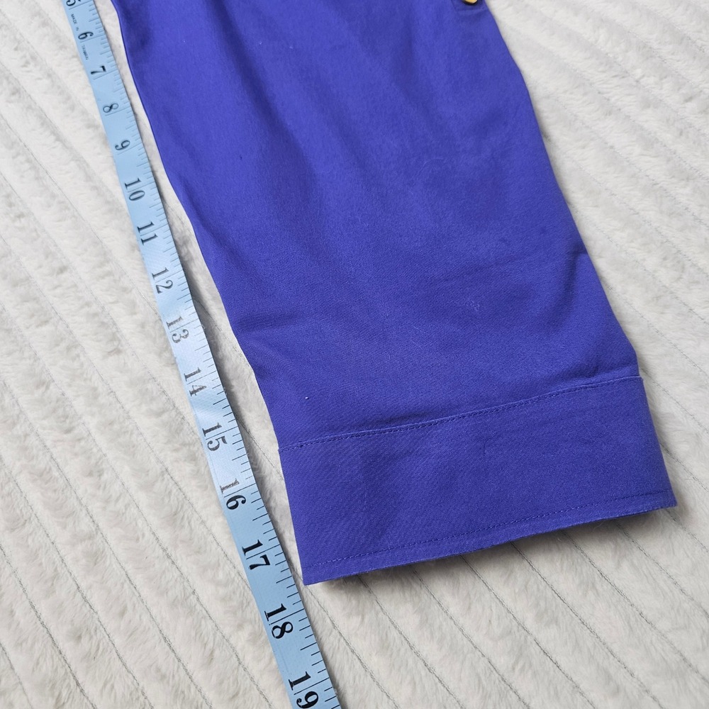 Chico's No-Iron Stretch Shirt Women 3.5 Royal Blue Roll Tab Button Down Cotton - Picture 6 of 14